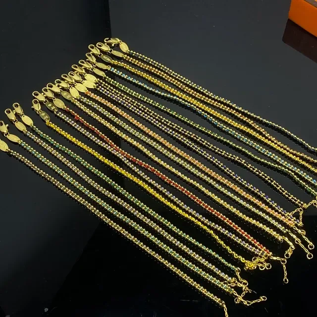 Gold-Tone Multicolor Micro-Pave Stone Chain Necklaces 1