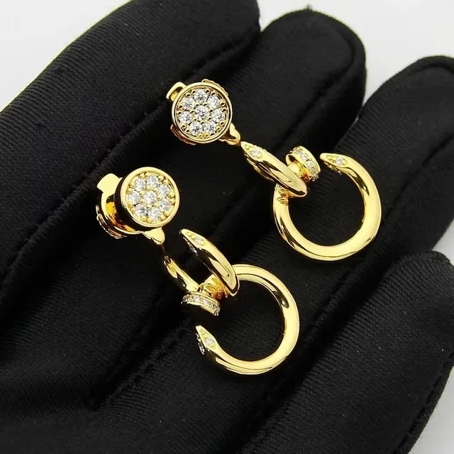 Gold-Tone Pavé-Set Interlocking Hoop Earrings 5