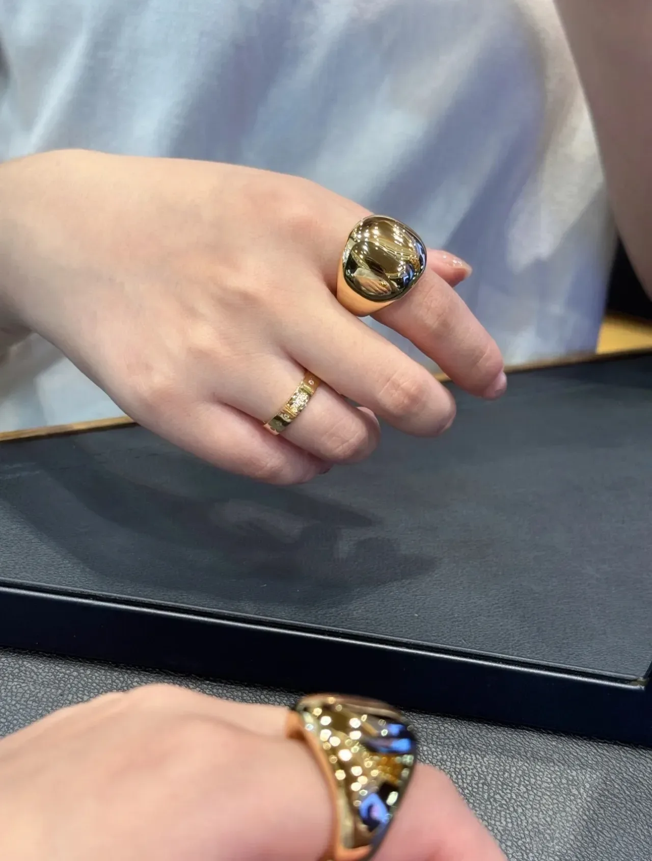 Gold-Tone Spherical Dome Ring 3