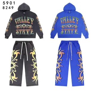 Graphic-Print Flame Motif Tracksuit