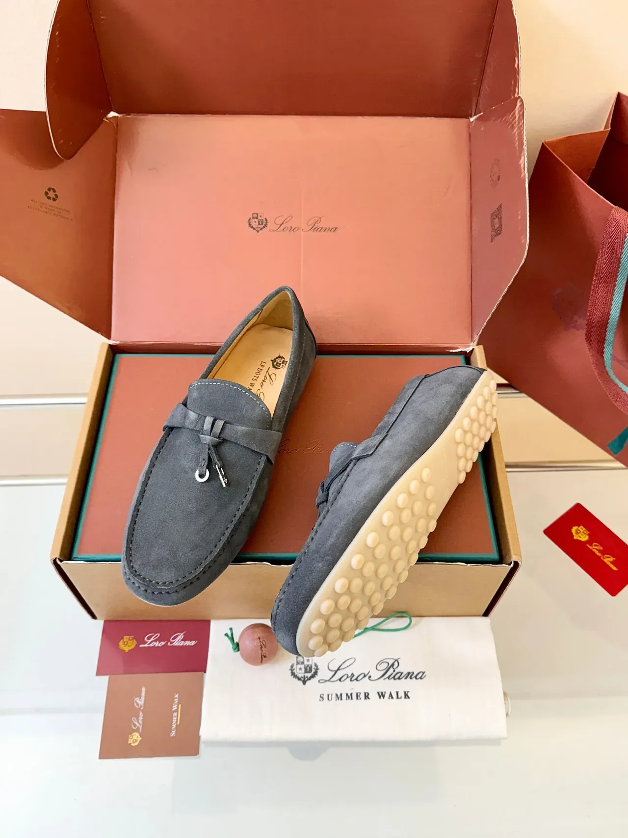 Gray Beige Suede Upper Tassel Strap Loafer 2