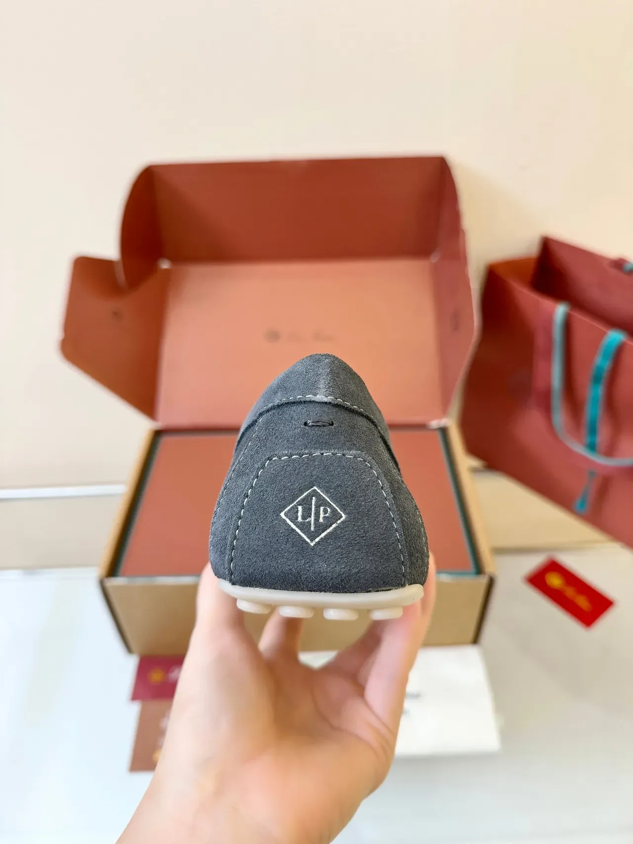 Gray Beige Suede Upper Tassel Strap Loafer 4