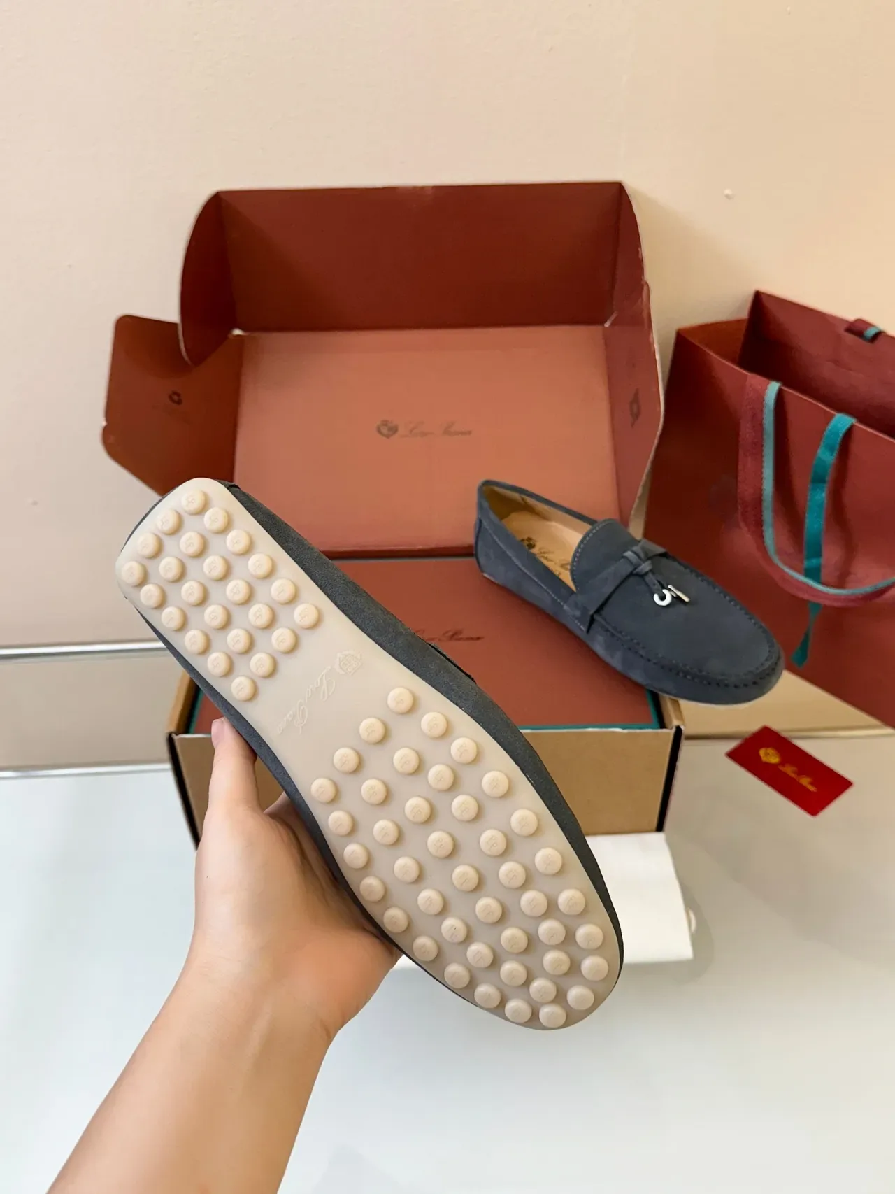 Gray Beige Suede Upper Tassel Strap Loafer 5