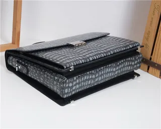 Gray Black Crocodile-Embossed Leather Structured Rectangular Silhouette Handbag 5