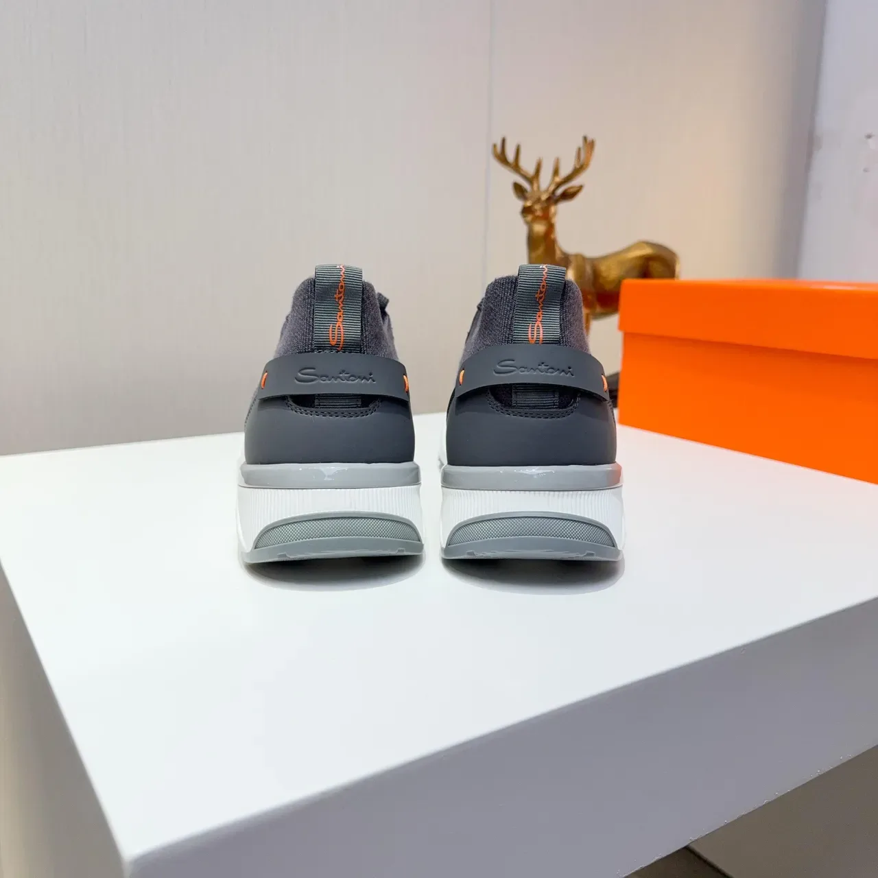 Gray Black Knit Upper Faux-Lace Detail Sneakers 3