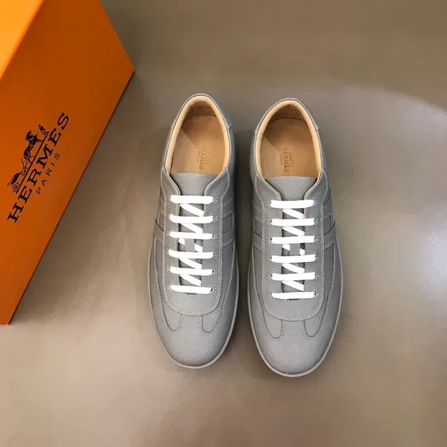 Gray Orange Perforated Upper Flat Platform Sole Sneakers 9