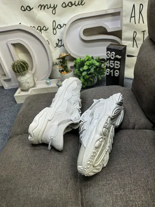 Gray Wave-Overlay Chunky Sneakers 5
