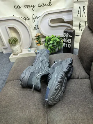 Gray Wave-Overlay Chunky Sneakers 14
