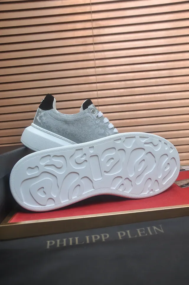灰白大理石纹仿麂皮鞋面平台底运动鞋 3