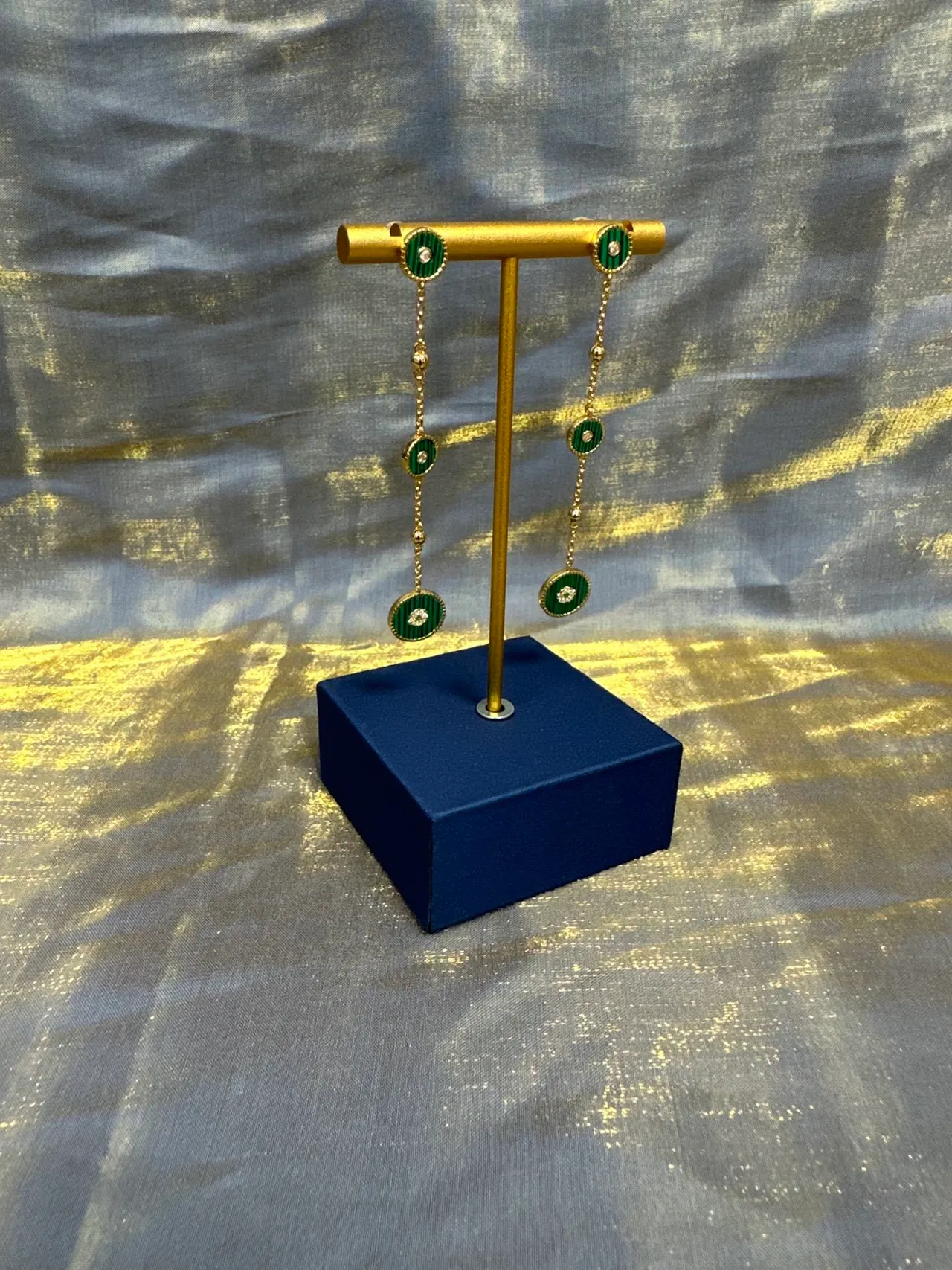 Green Enamel Multi-Disc Drop Earrings 9