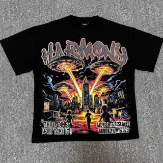 HARMONY Graphic-Print Sci-Fi Themed Oversized T-Shirt