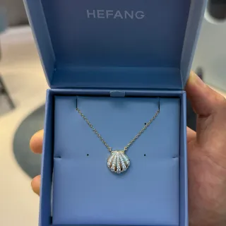 HEFANG सोना রূপা শেল আকৃতির পেন্ডেন্ট Pavé-Set পাথর নেকলেস