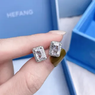 HEFANG আয়তাকার হ্যালো স্টাড ইয়াররিংস