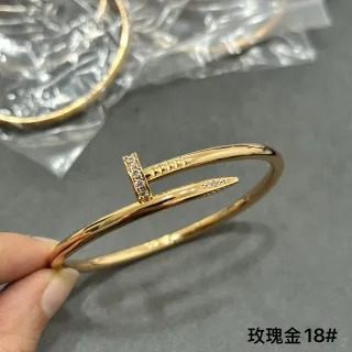 仅仅一个 Clou Gold White Open Bangle T-Bar Motif Bracelet