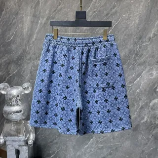 Light Blue Floral-Print Elastic-Waist Relaxed Shorts
