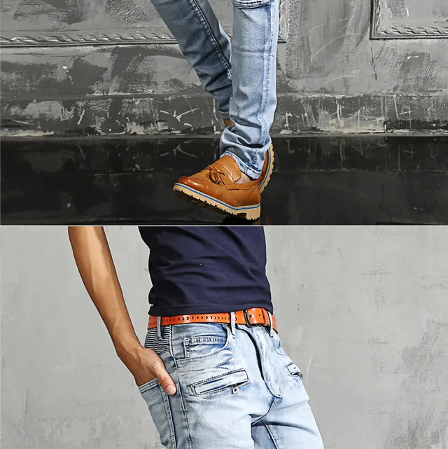 Jeans lavagem clara distressed panelled slim-fit rasgados 11