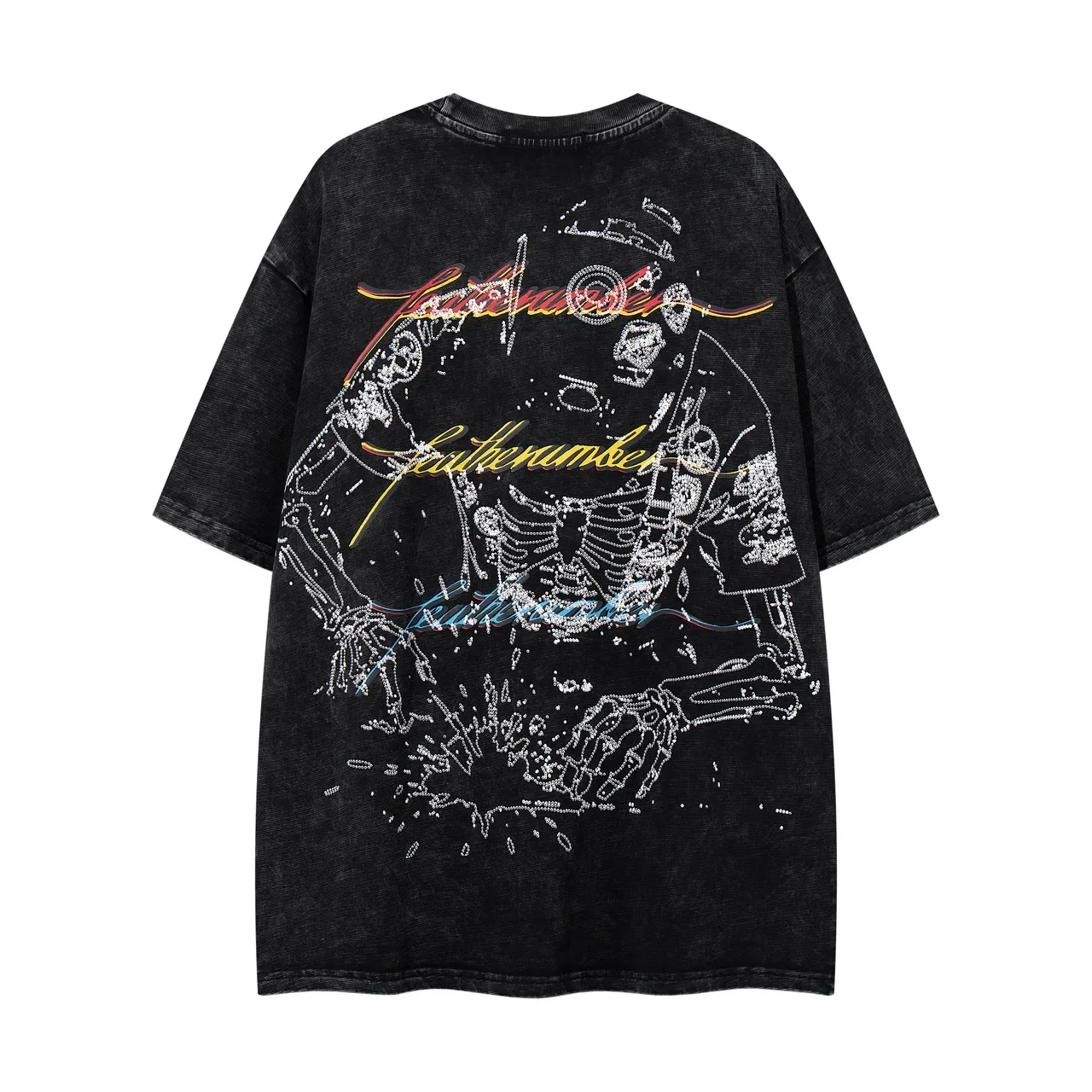 MAJESTIK Oversized Acid-Wash Black Graphic Print T-Shirt 2