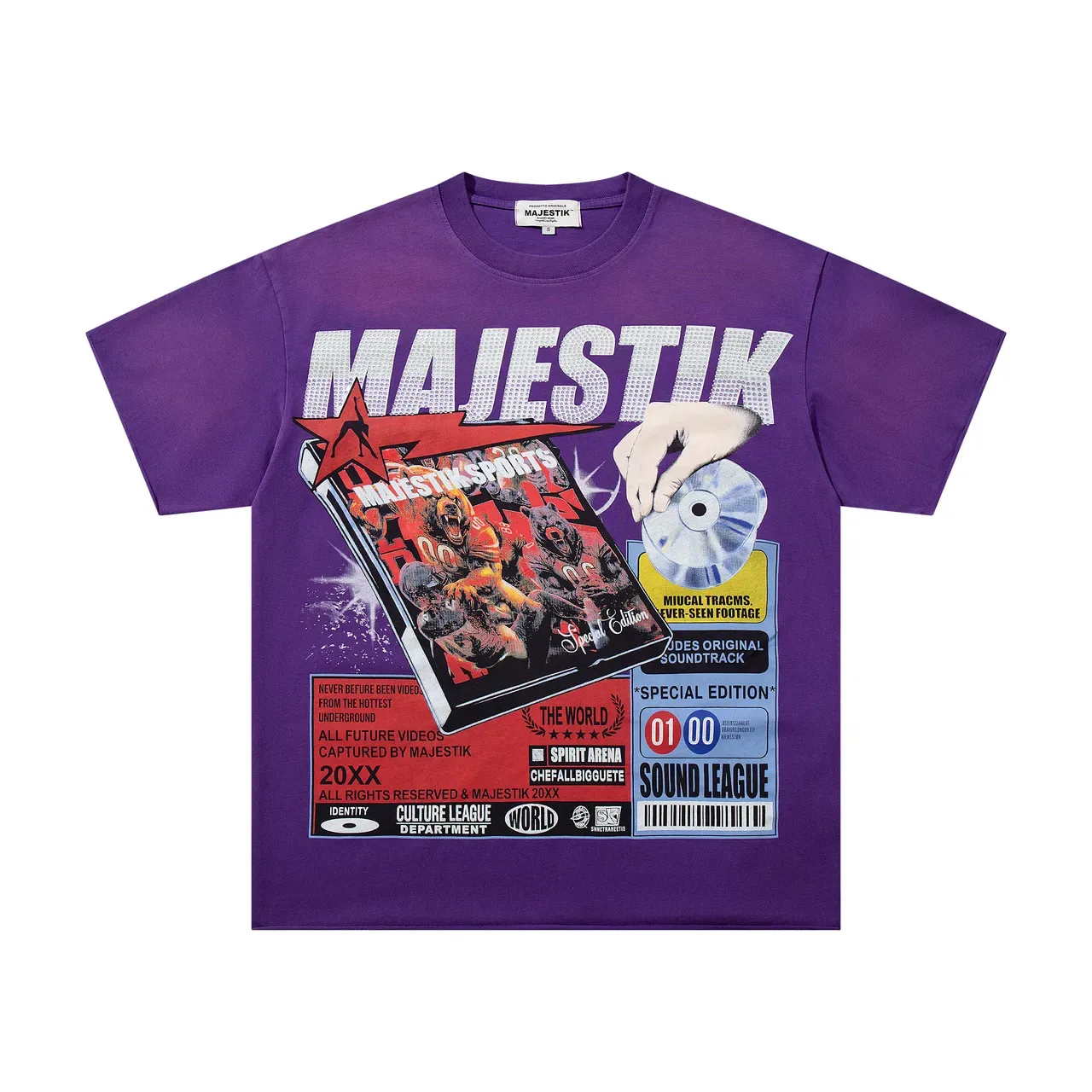 T-shirt violet MAJESTIK à motif d'affiche de tournée 4