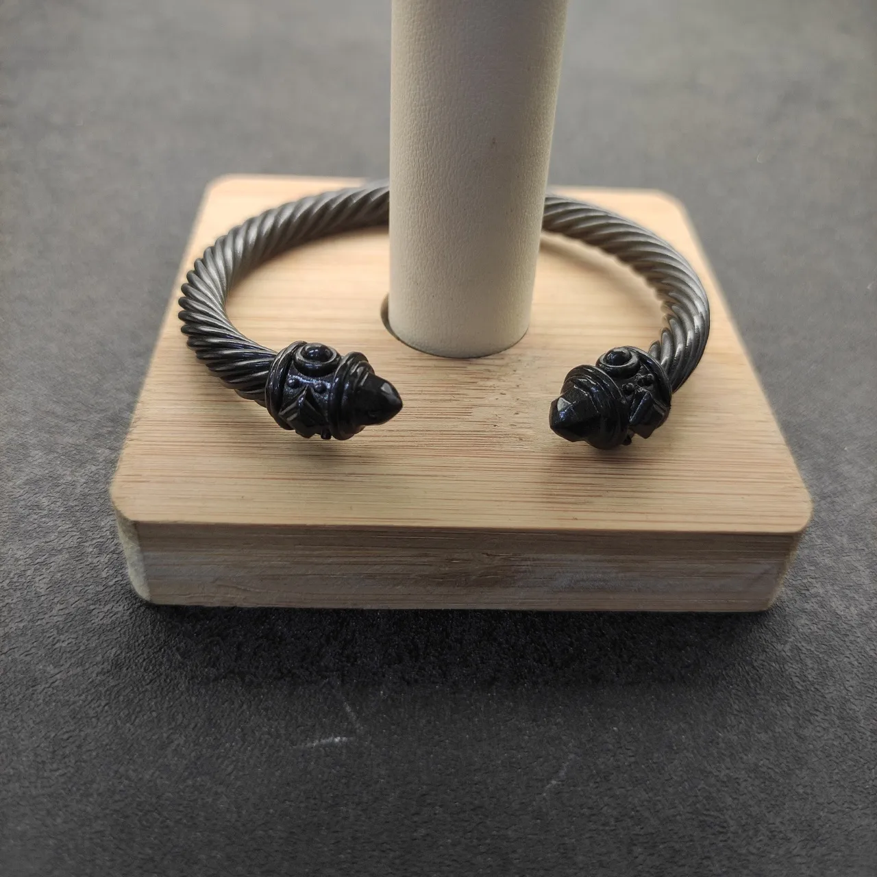 Matte Black Twisted Rope Cable Bracelet 7