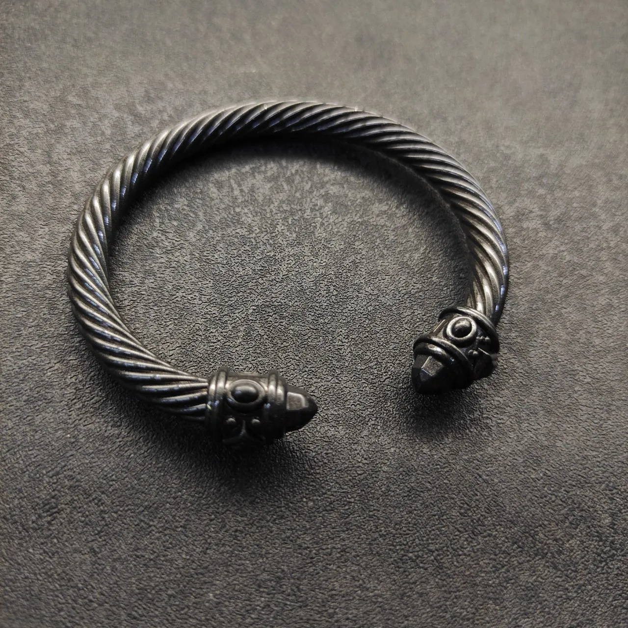 Matte Black Twisted Rope Cable Bracelet 9