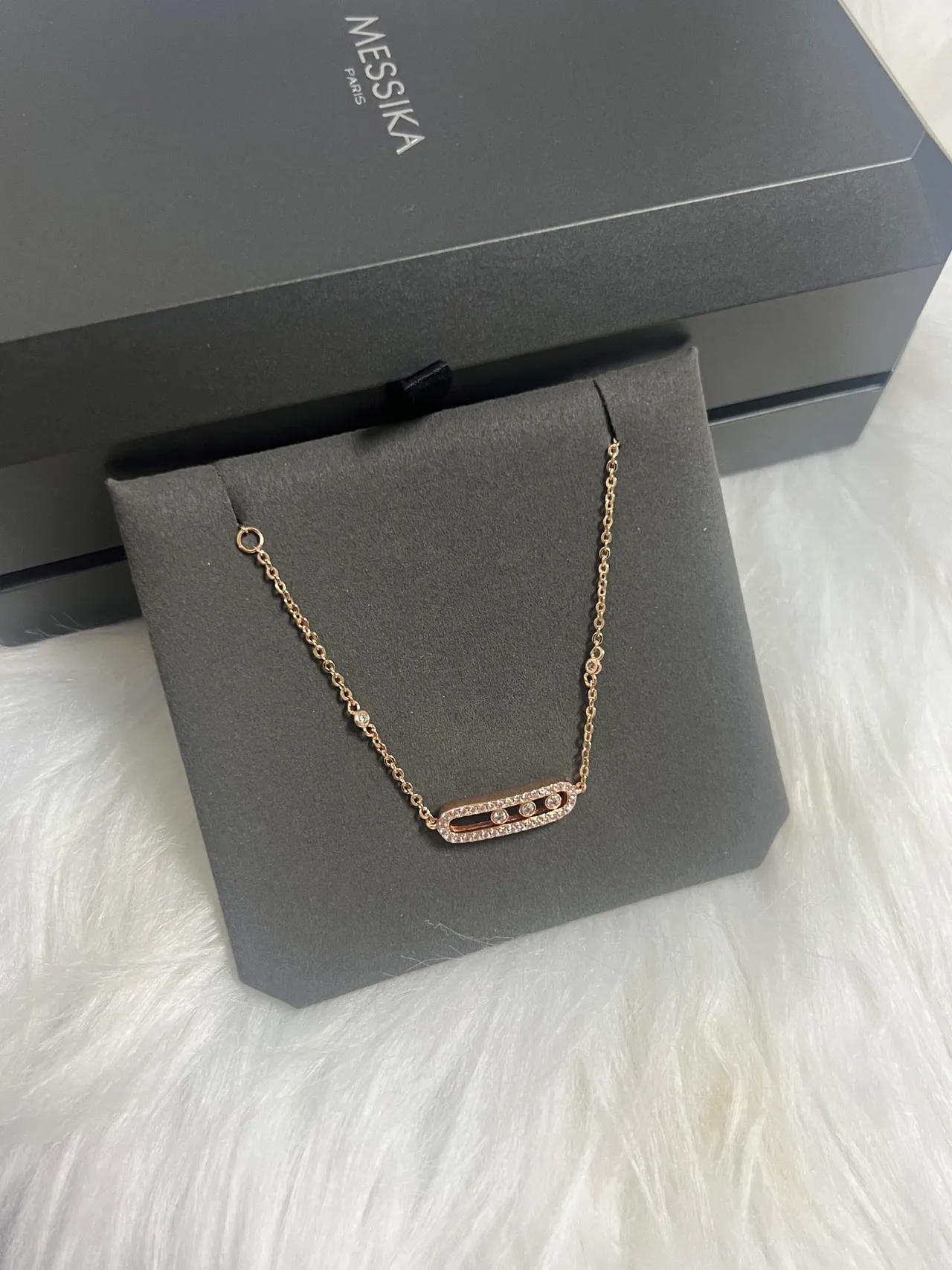 Messika Move Uno Silver Black Pavé-Set Elongated Bar Pendant Necklace 2