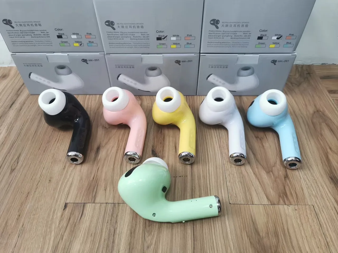 Mint Green and White Big Pea Headphones Speaker TWS Earbuds 2