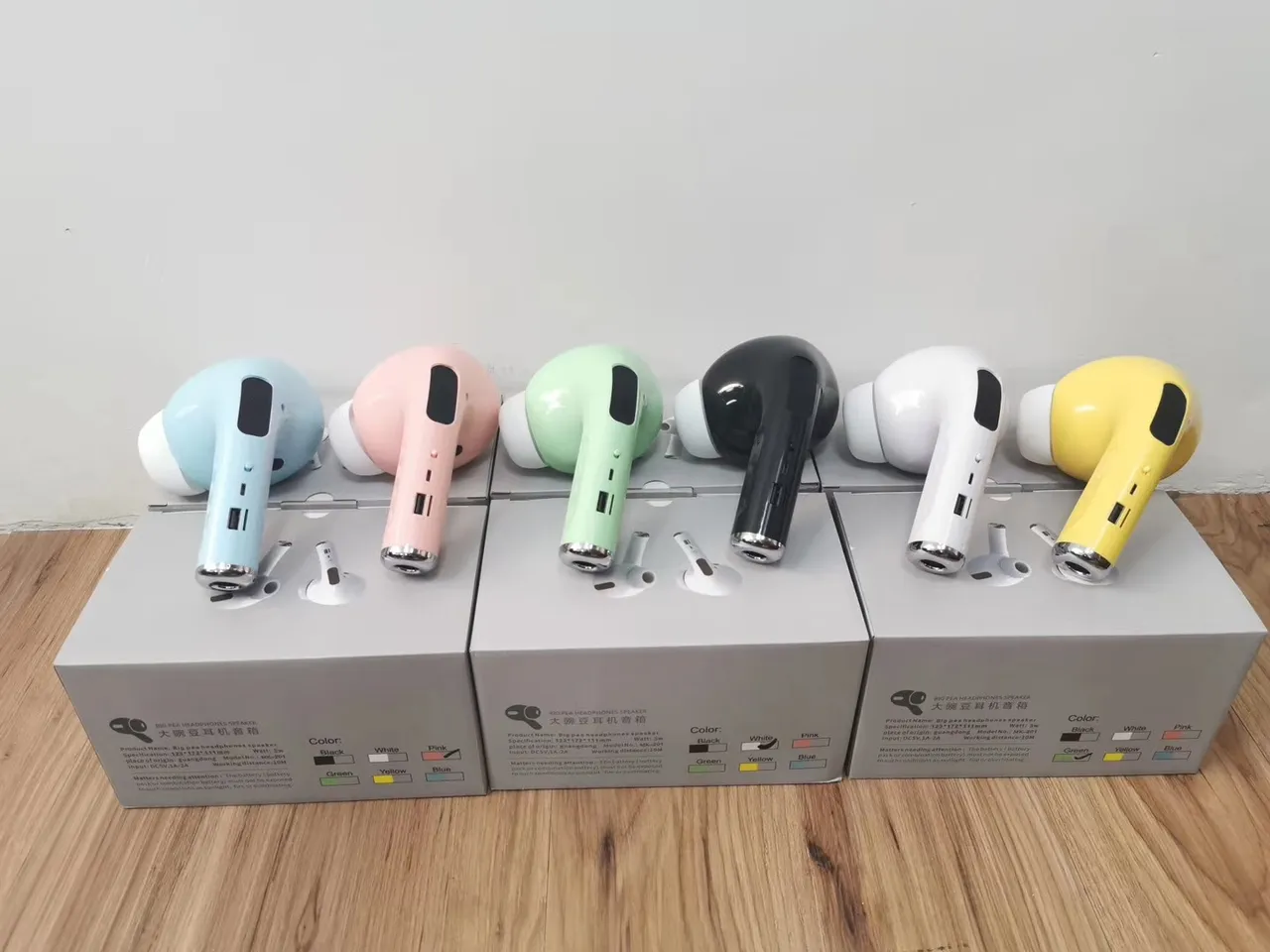 Mint Green and White Big Pea Headphones Speaker TWS Earbuds 6