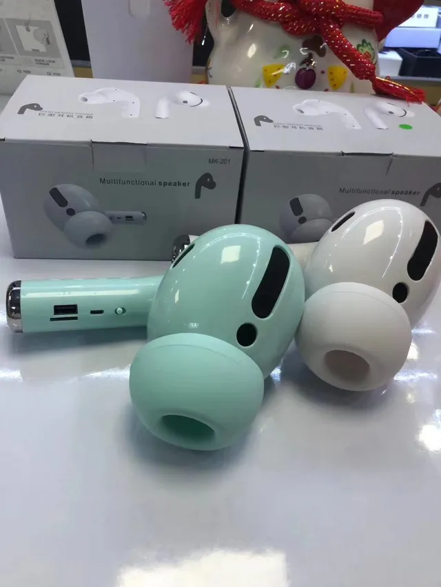 Mint Green and White Big Pea Headphones Speaker TWS Earbuds 14