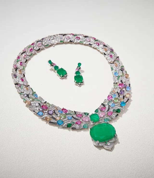 Multigemstone Pavé-Diamond Enamel-Accented Articulated Link Bracelet 5