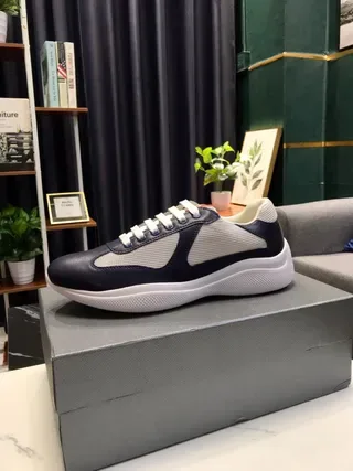 Navy and Gray Two-Tone Mesh Panel Sneakers 7