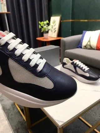 Navy and Gray Two-Tone Mesh Panel Sneakers 8