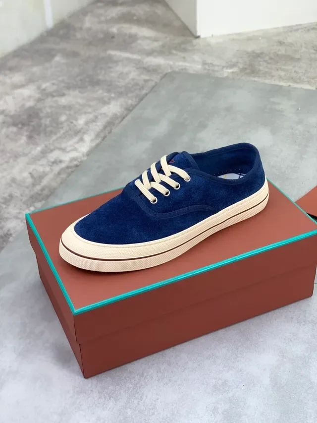 أحذية كانفاس Navy Beige Suede Upper Cream Cupsole 5