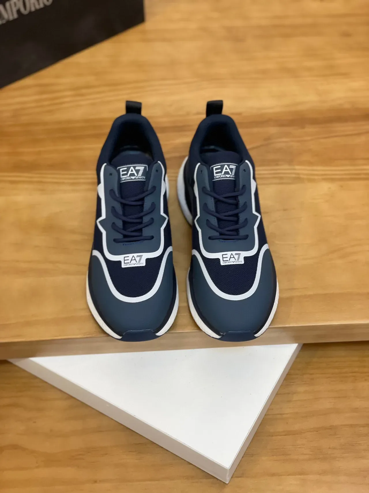 Navy Blue and White Piped Layered Upper Sneaker 2