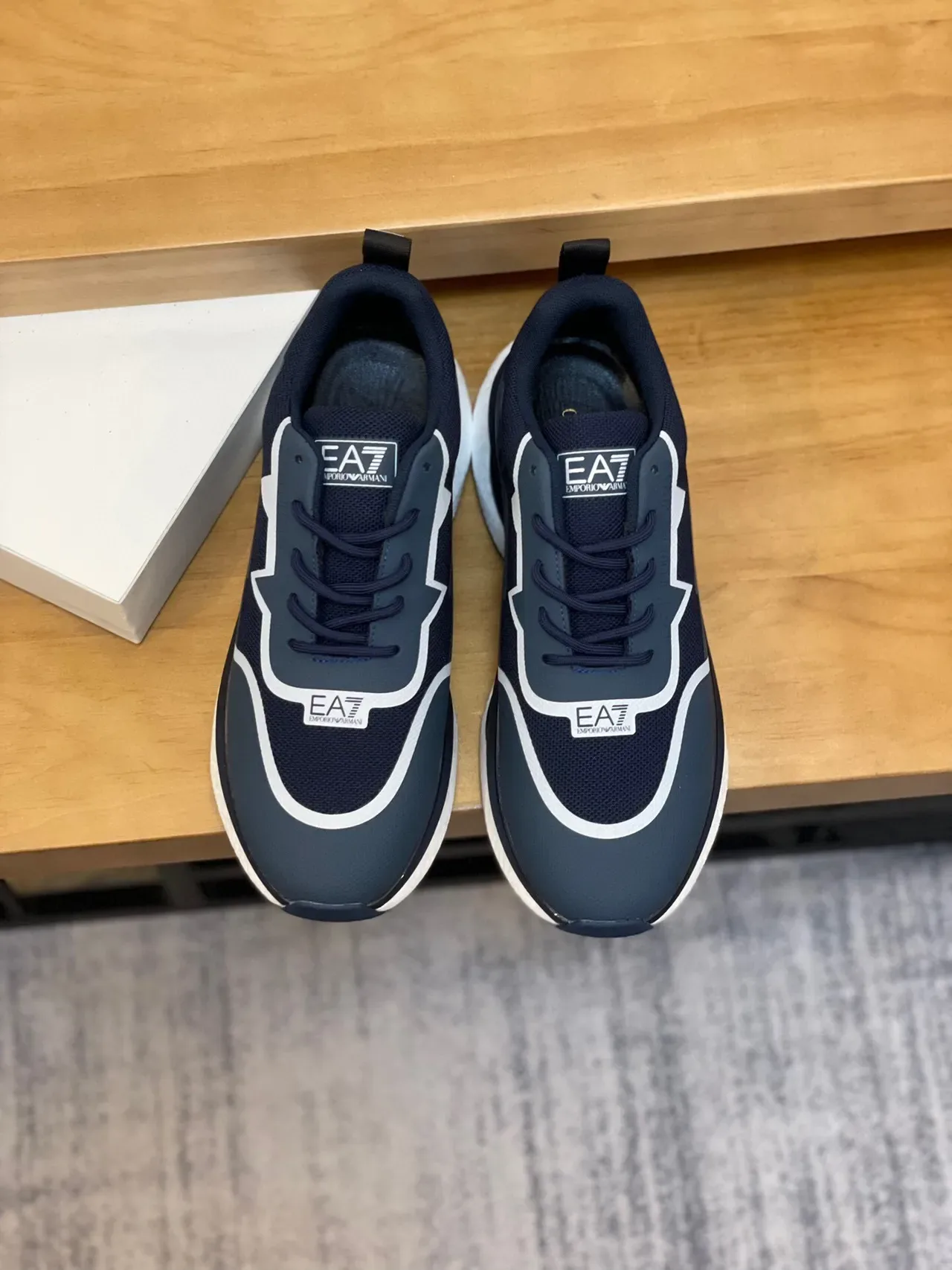 Navy Blue and White Piped Layered Upper Sneaker 4