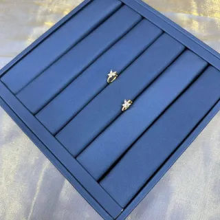 Anel de motivo floral Navy Gold Pave-Set Pedras Transparentes