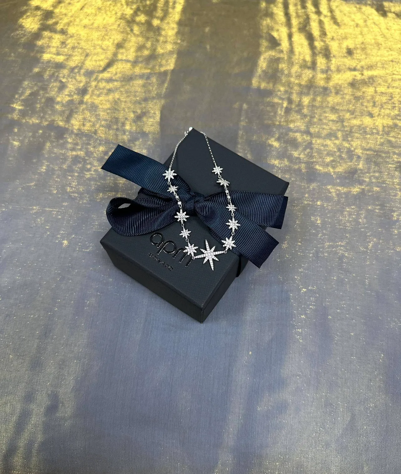 Navy Silver Starburst Motif Pavé-Set Stones Bracelet 3