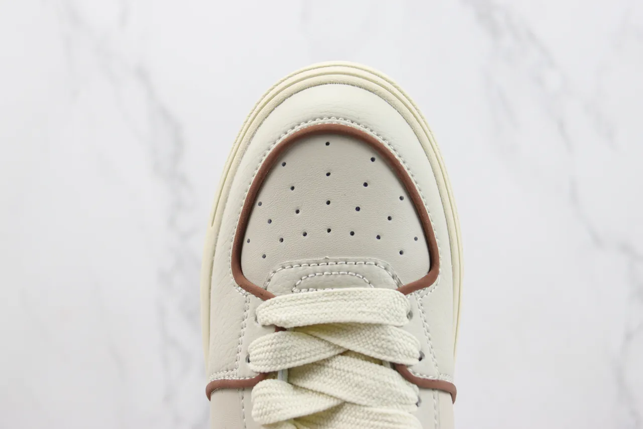 Off-White Cream and Brown Monogram Platform Lifestyle Sneaker 6