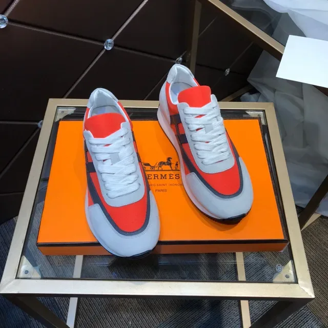 Orange and Gray Color-Blocked Textile-Suede Lifestyle Sneaker 6
