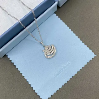 Pavé-Set Layered Wave Motif Silver-Toned Necklace