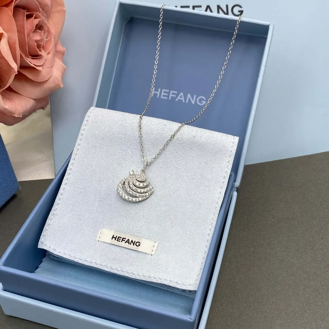 Pavé-Set Layered Wave Motif Silver-Toned Necklace 9