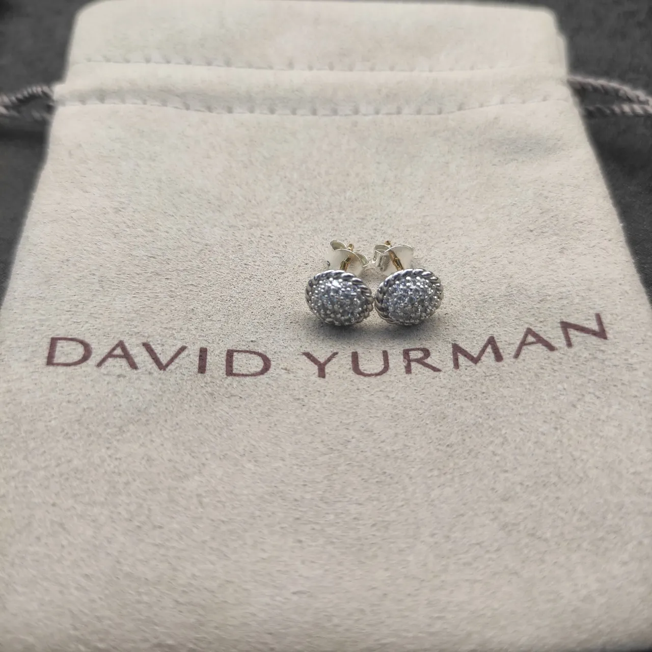 Pavé-Set Oval Dome Stud Earrings 5