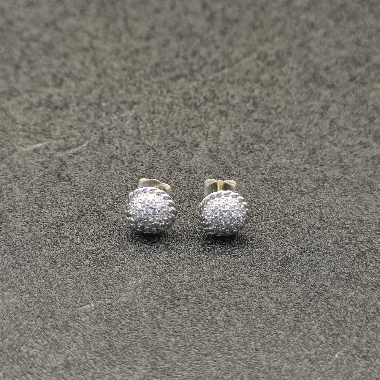 Pavé-Set Oval Dome Stud Earrings 7