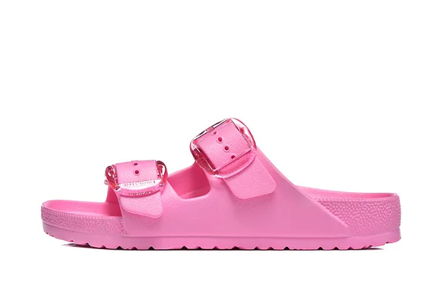 Sandales casuales rose transparentes à construction moulée avec bride ajustable double 2