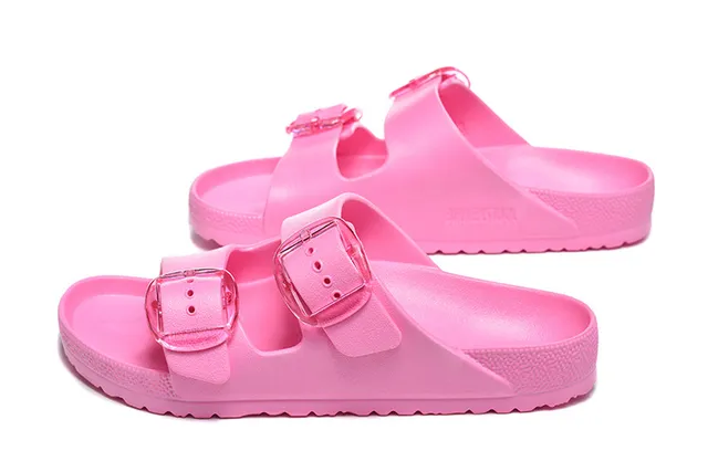 Sandales casuales rose transparentes à construction moulée avec bride ajustable double 4