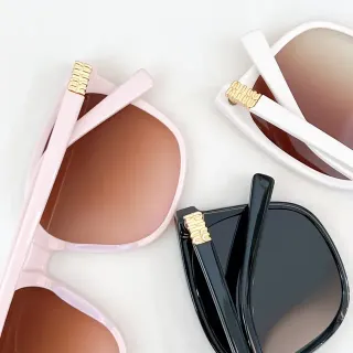 Pink White and Black Acetate Gradient Lens Sunglasses