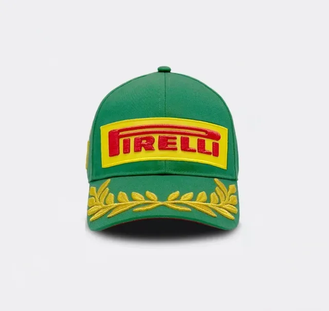 Pirelli Black Gold Embroidered Logo Laurel Wreath Detail Baseball Cap 3