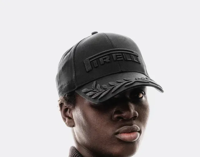 Pirelli Black Gold Embroidered Logo Laurel Wreath Detail Baseball Cap 6
