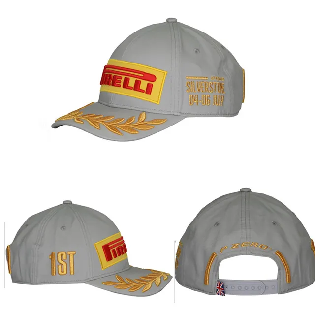 Pirelli Black Gold Embroidered Logo Laurel Wreath Detail Baseball Cap 9