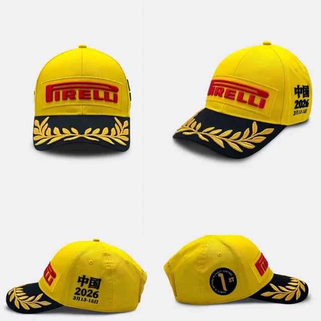Pirelli Black Gold Embroidered Logo Laurel Wreath Detail Baseball Cap 10