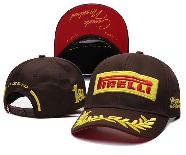 Pirelli Black Gold Embroidered Logo Laurel Wreath Detail Baseball Cap 11